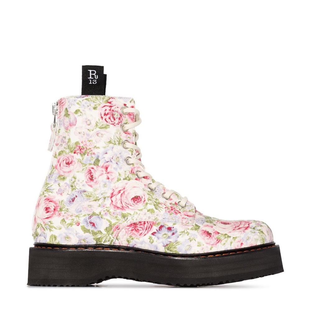 ❗️R13 FLORAL❗️ single stack lace up floral Boot EUR 40